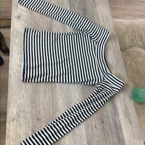 Hollister Black and White Striped Long Sleeve Top
